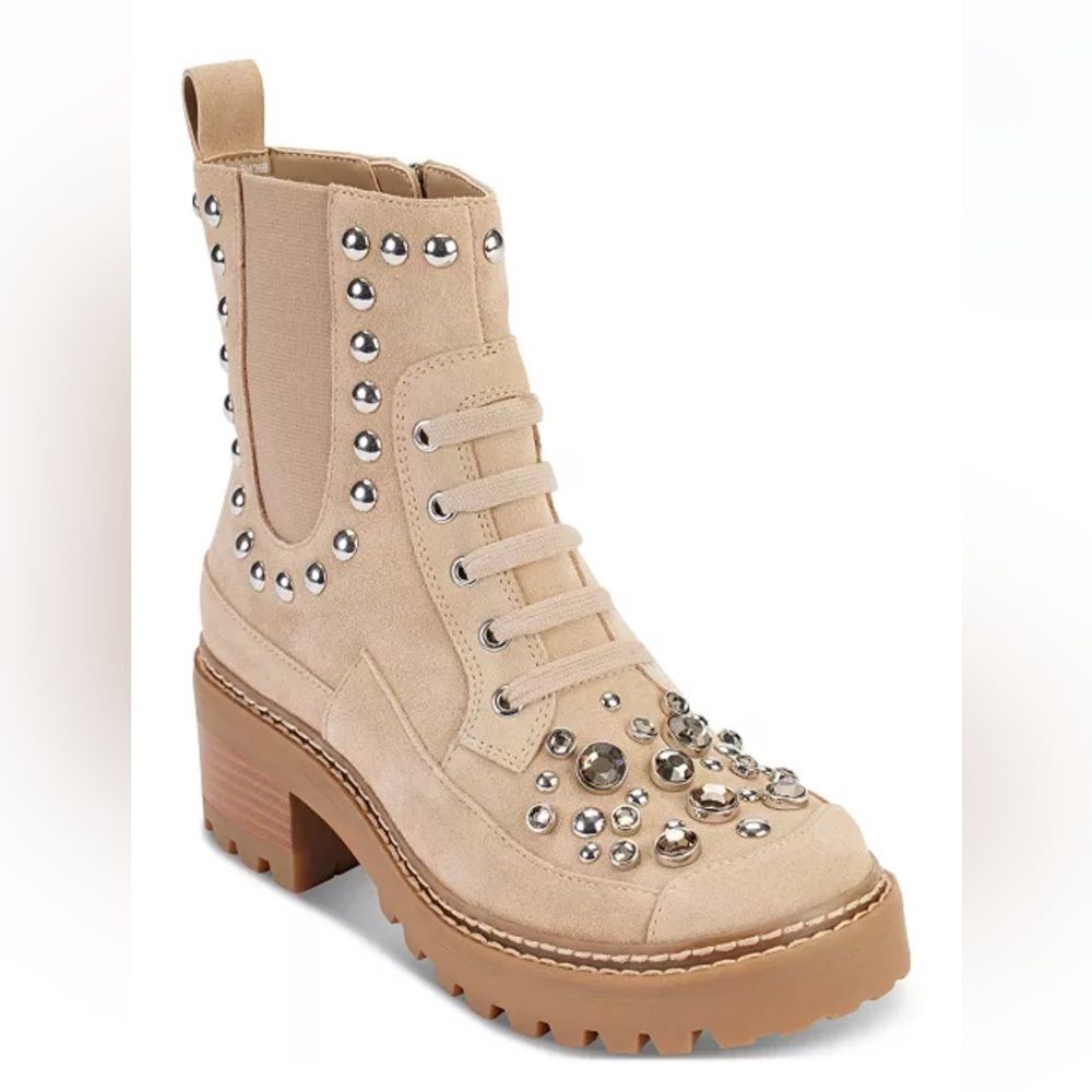 Karl Lagerfeld Paris Women's Breck Studded Booties Tan ‎ Size 6 Ankle Boots